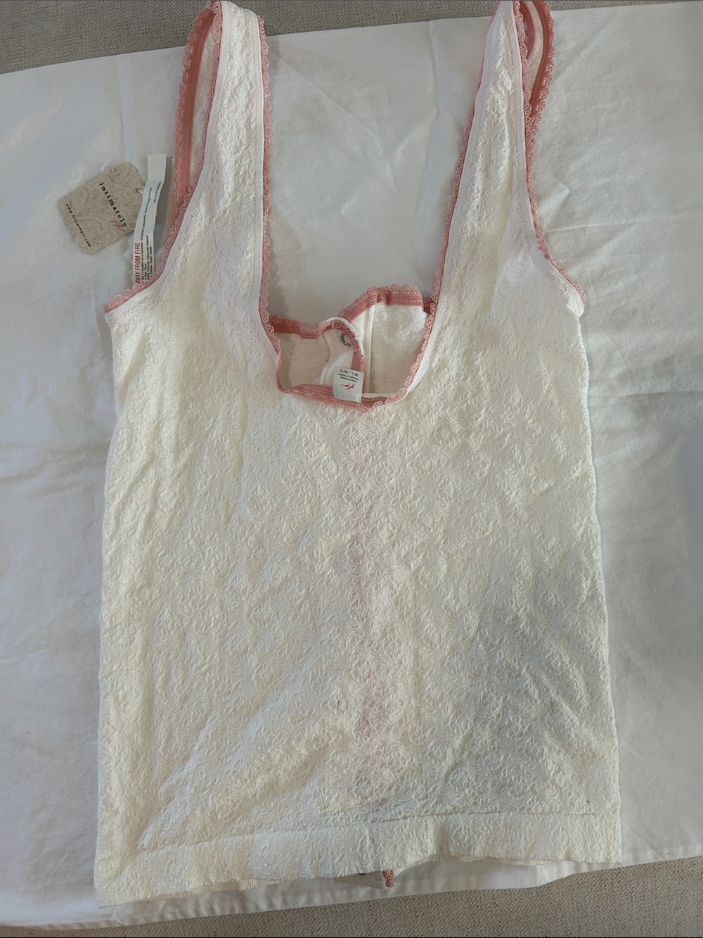 Free People Intimacy Sweet Point Seamless Cardi Tank, White Alyssum, M/L, NWT - Picture 7 of 10